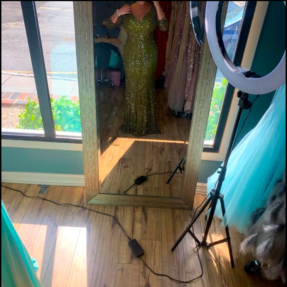 Olive Green Mac Duggal Gown